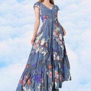 482. Jaase Floral Blue Maxi Dress